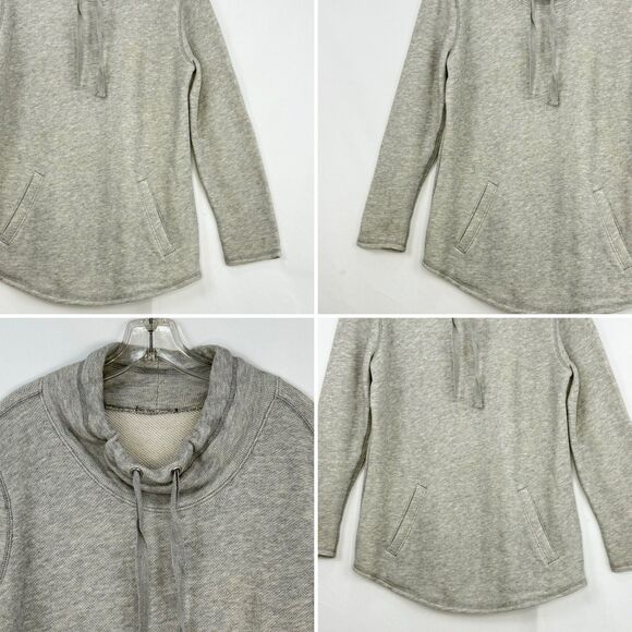 J Crew Cowlneck Sweatshirt Women’s Size L Drawstring Neck Gray pocket kangaroo - Picture 10 of 16